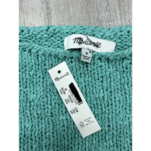 Madewell Womens Aqua Turquoise Drop Shoulder Boatneck Pullover Sweater Size M - Picture 4 of 8